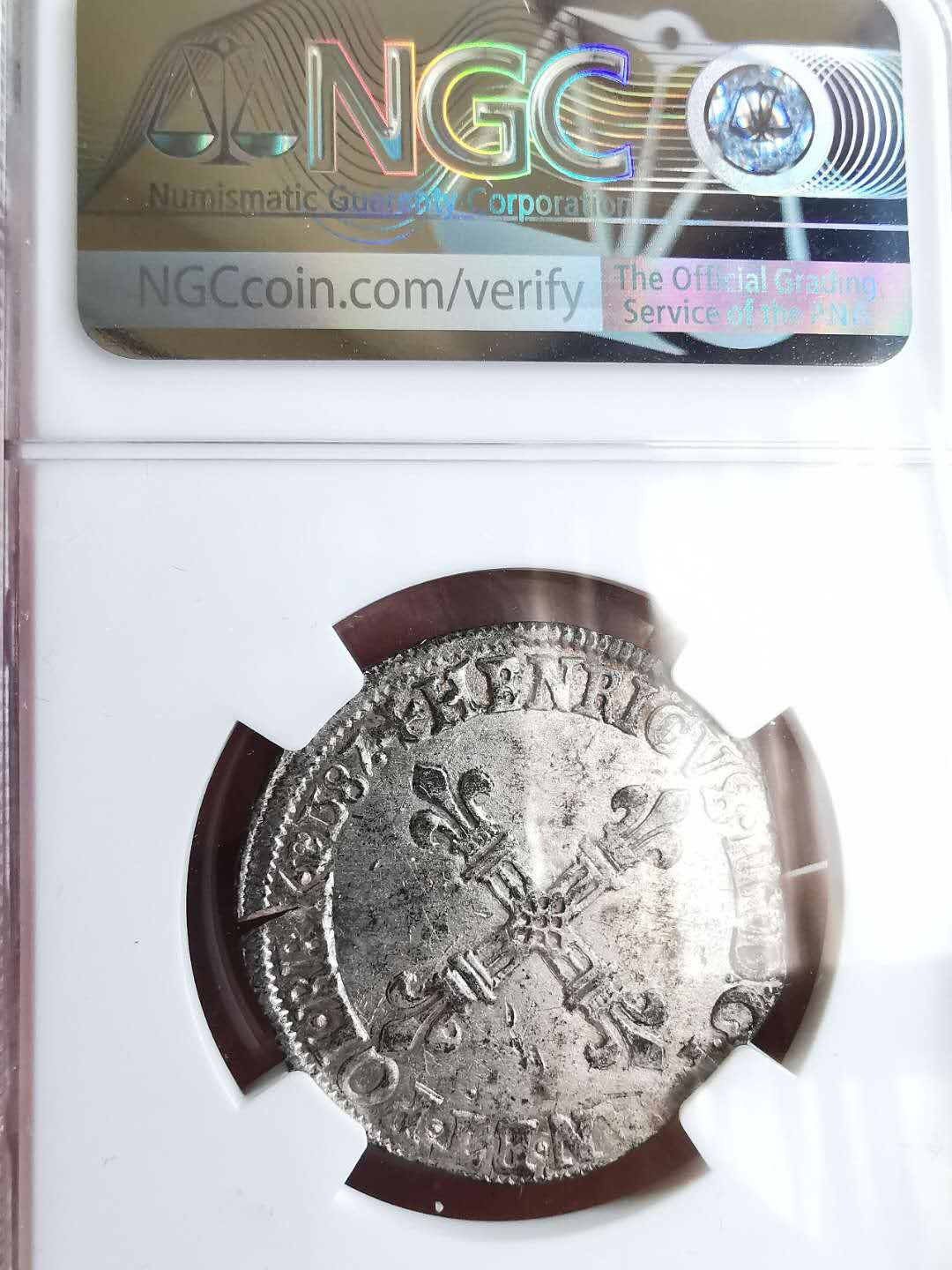 凡希社世界钱币微拍第一百五十七期 1587法国亨利三世1/4埃居NGC-AUD