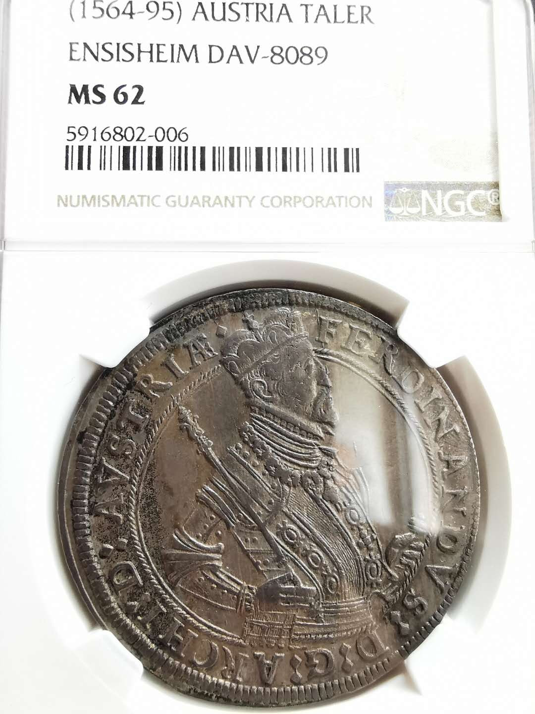 凡希社世界钱币微拍第一百五十七期 荐！1564-95神罗昂西塞母泰勒大银NGC-MS62铸打锐利！