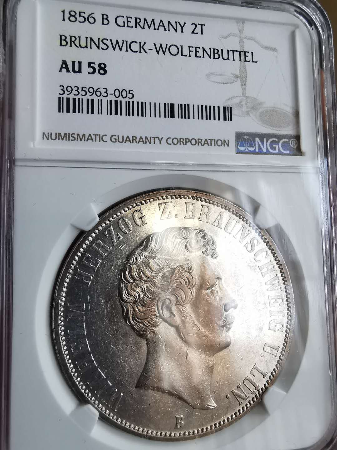 凡希社世界钱币微拍第一百五十七期 荐！1856不伦瑞克2泰勒NGC-AU58