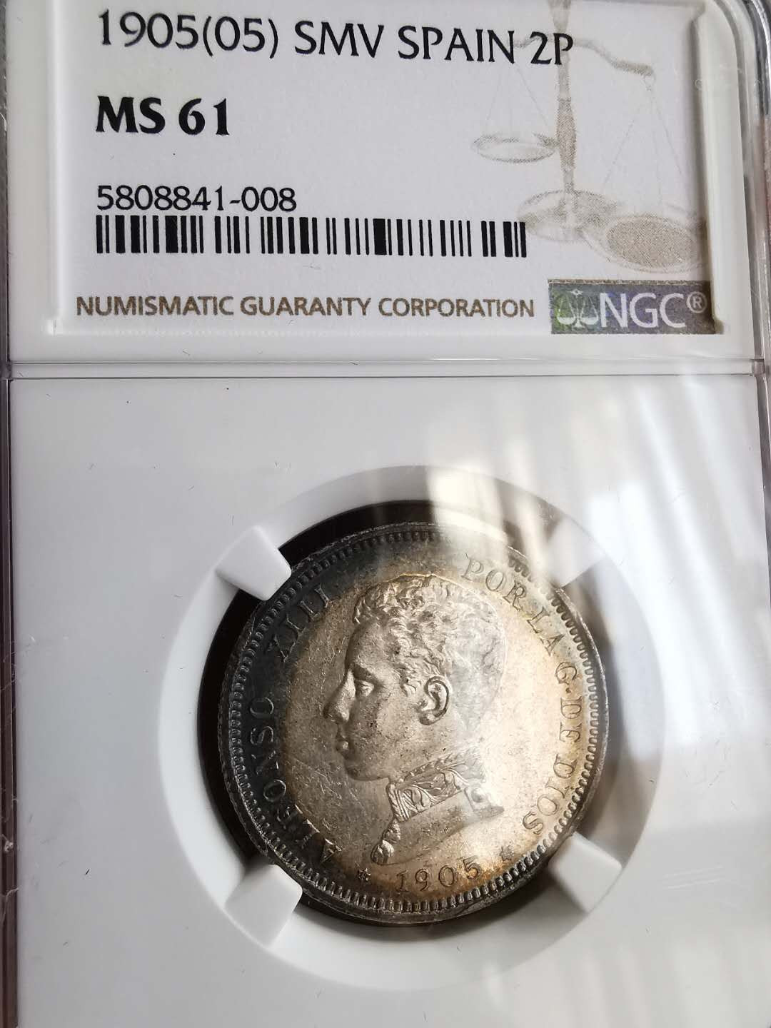 凡希社世界钱币微拍第一百五十七期 1905西班牙2P NGC-MS61