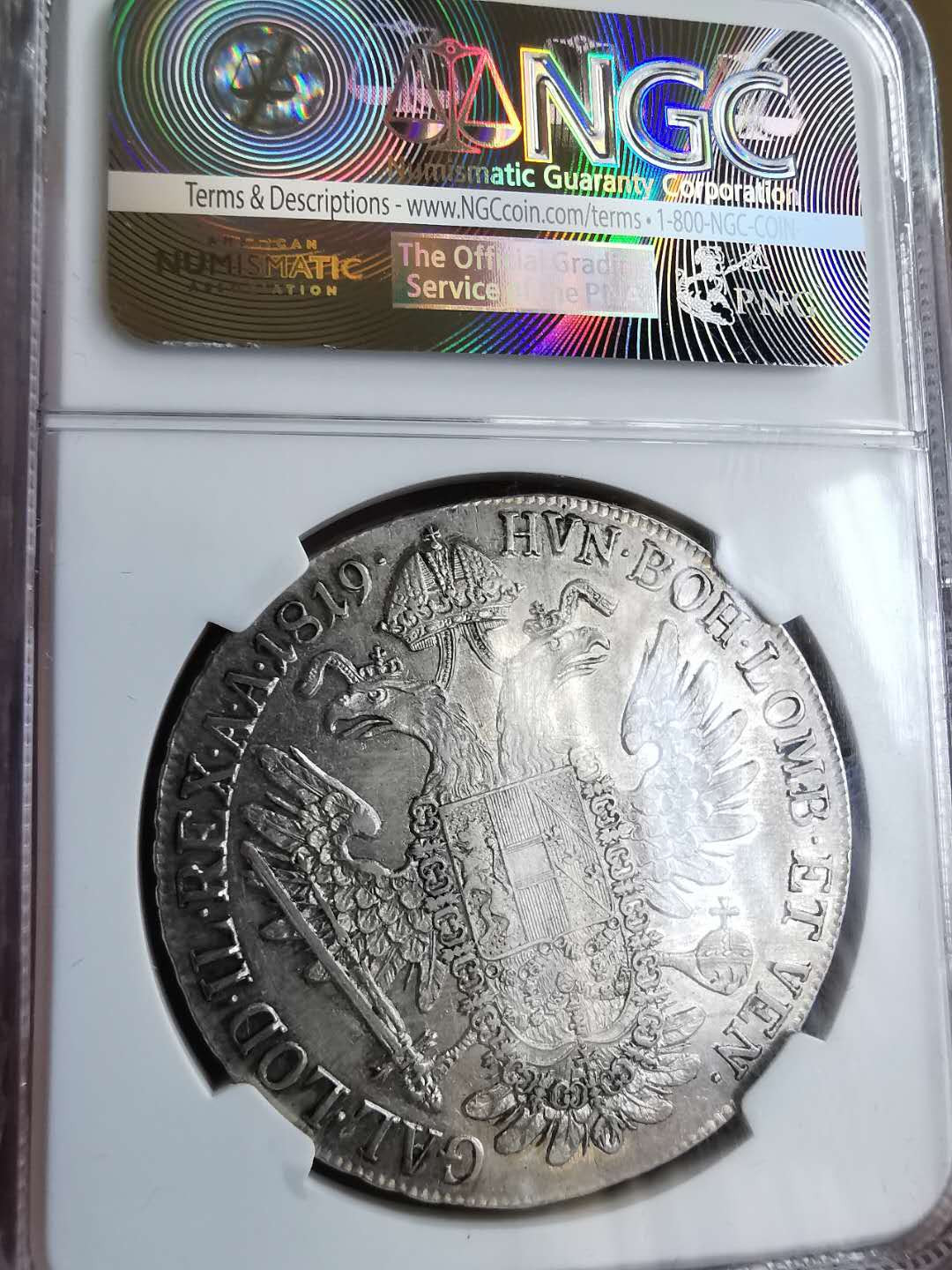 凡希社世界钱币微拍第一百五十七期 1819奥地利佛朗兹一世泰勒大银NGC-AU50