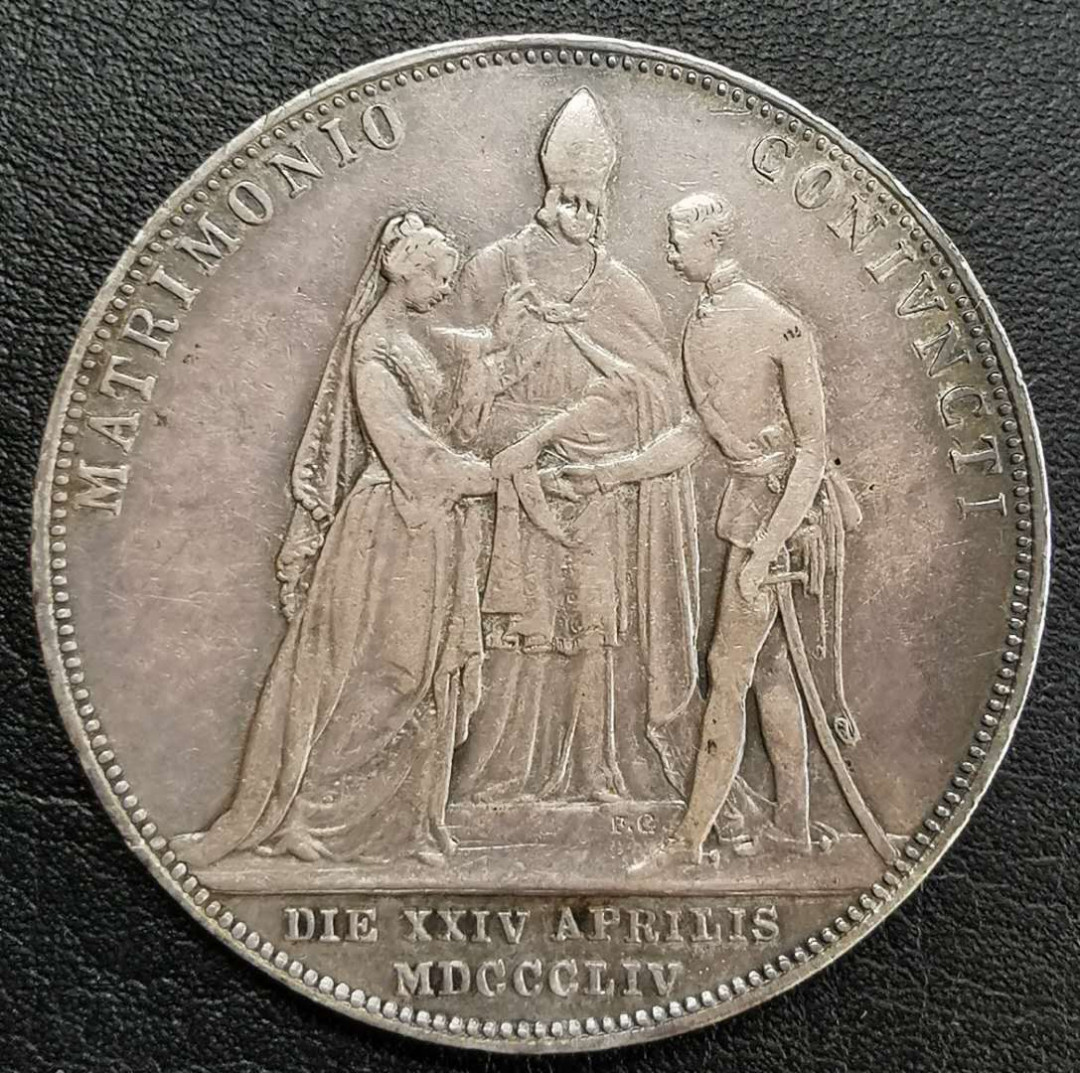 凡希社世界钱币微拍第一百五十七期 1852奥地利皇帝大婚纪念2古尔登极美品