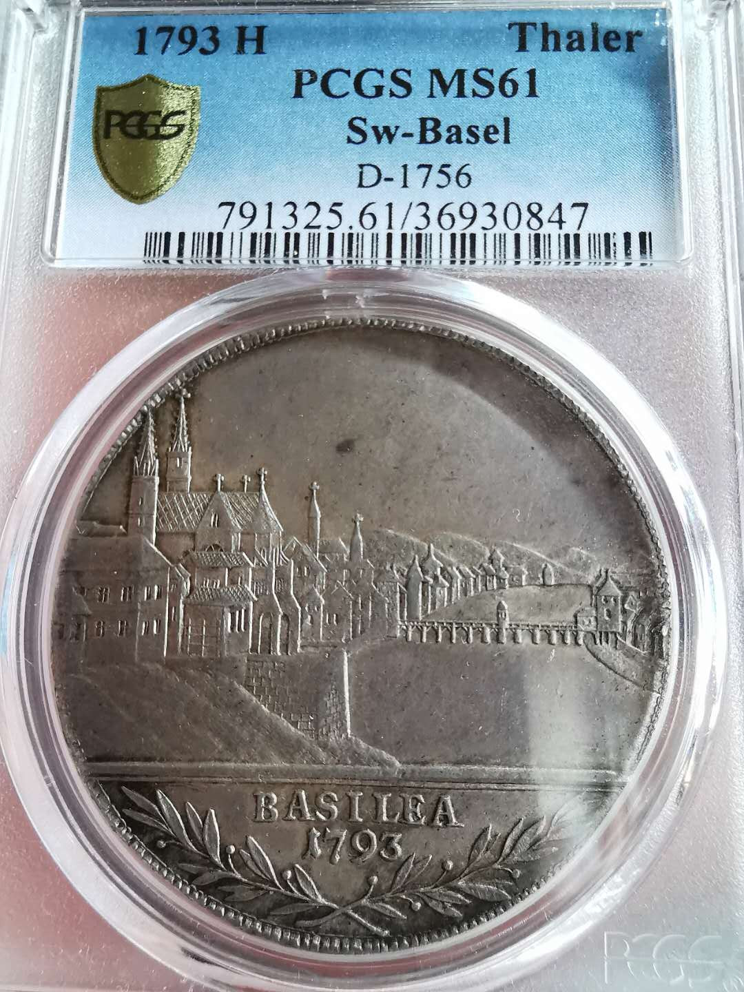 凡希社世界钱币微拍第一百五十七期 稀！1793巴塞尔城市景观泰勒PCGS-MS61欧陆淡彩包浆极其精美！