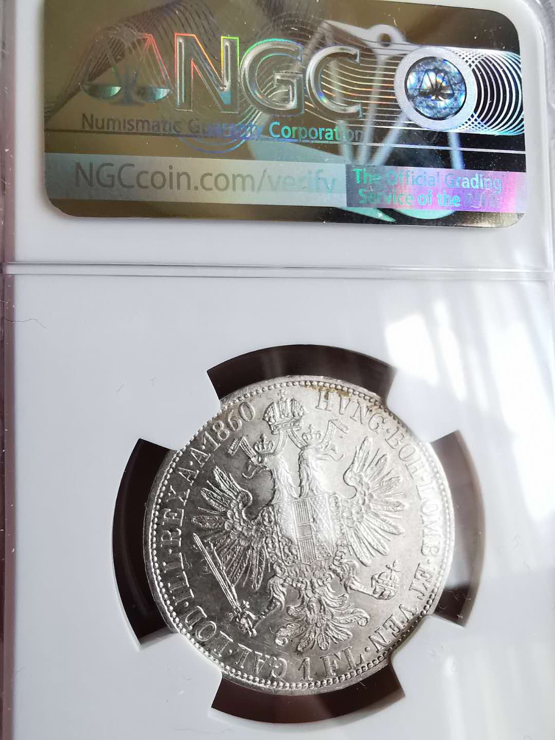 凡希社世界钱币微拍第一百五十七期 1860奥地利佛罗林NGC-MS60