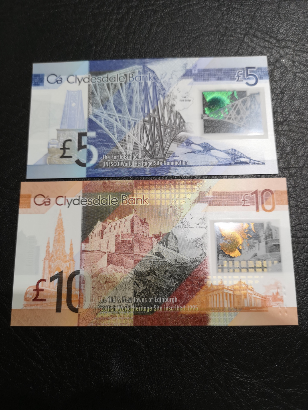 《外钞收藏家》第一百一十期拍卖 苏格兰克莱斯戴尔10、5镑 两张 全新UNC