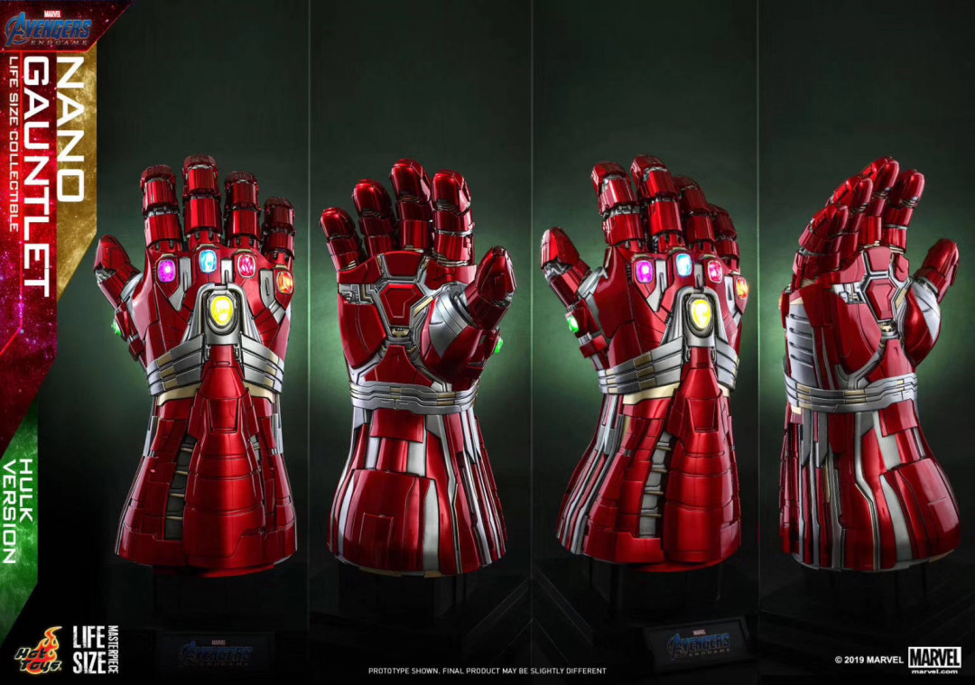 零元拍：HOTTOYS HT LMS008 1/1 复联4 终局之战 纳米手套 浩克版 全新未拆，高度约71CM。
