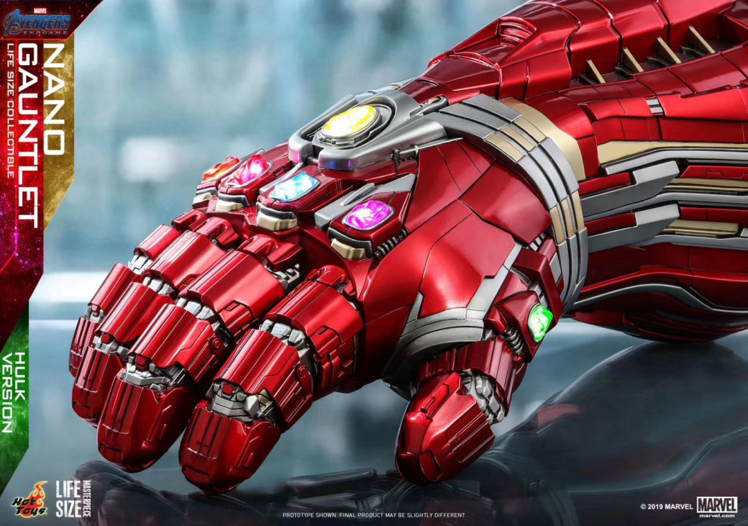 零元拍：HOTTOYS HT LMS008 1/1 复联4 终局之战 纳米手套 浩克版 全新未拆，高度约71CM。
