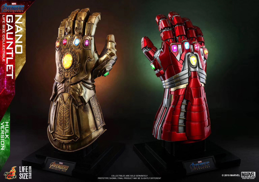 零元拍：HOTTOYS HT LMS008 1/1 复联4 终局之战 纳米手套 浩克版 全新未拆，高度约71CM。
