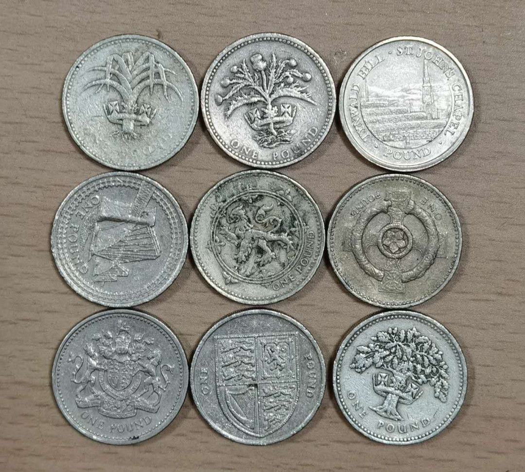 北京马甸外币专卖微拍第五十一期，外国流通币，非贵金属纪念币专场，陆续上新欢迎关注 1英镑9枚不同样