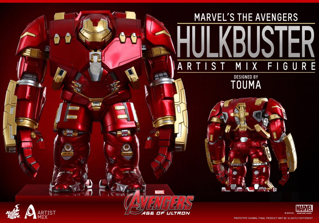 零元拍：Hottoys AMC007 反浩克Hulkbuster和钢铁侠MK XLIII (战损版) Artist Mix Figure尊贵套装，全新未拆。