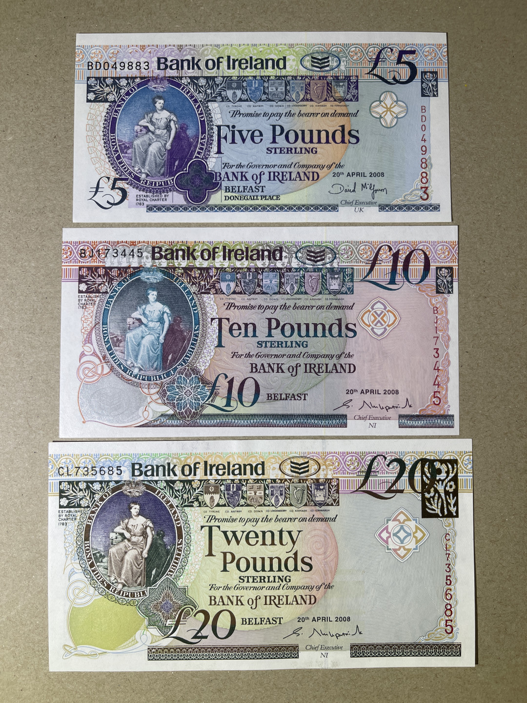 《张总收藏》25期—PMG67 2008年北爱尔兰酒厂纪念钞 5、10、20三张一套 UNC