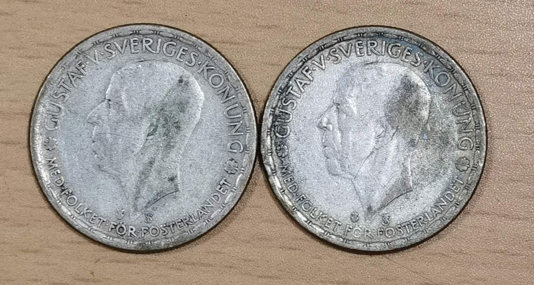 马甸外币专卖微拍第五十二期，外国金银币专场，陆续上新欢迎关注 1946年瑞典1克郎银币2枚，每枚重7克，成色400
