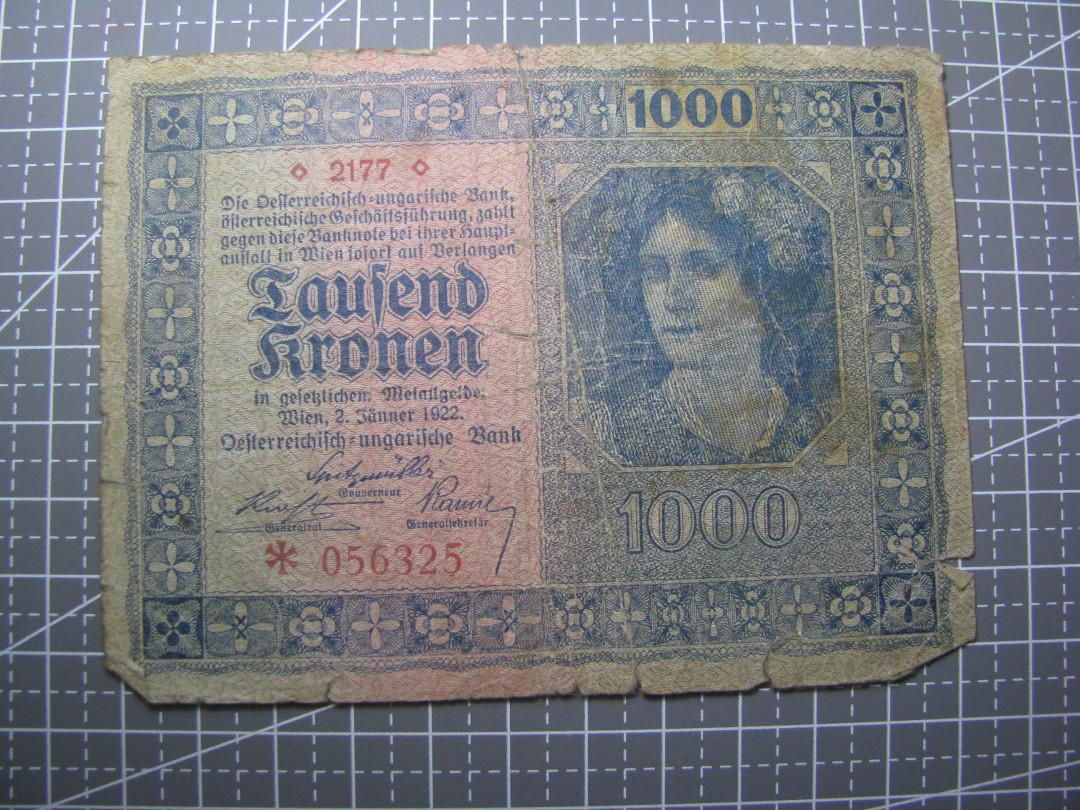 2021“王之爱好”第二期~外国纸币 匈牙利：1922年，1000元，纸币
