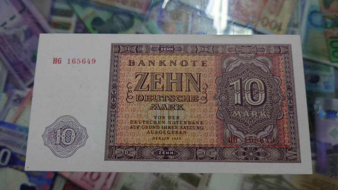 【囧羊收藏】精选微拍第25期暨2021年第十六期 世界钱币 【已一口价售出，请务出价】1955年德国10马克 全新UNC绝品