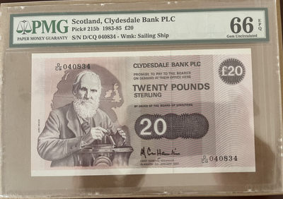 【Blue Auction】世界纸币精拍第89期—— 乌尔霍总统（共68拍） - 苏格兰 1983-85年20镑 PMG66EPQ 