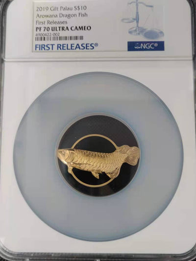 【随心拍&Getcoins】钱币拍卖第九十期～ 帕劳2019年金龙鱼2盎司银币 高浮雕珐琅镀金工艺