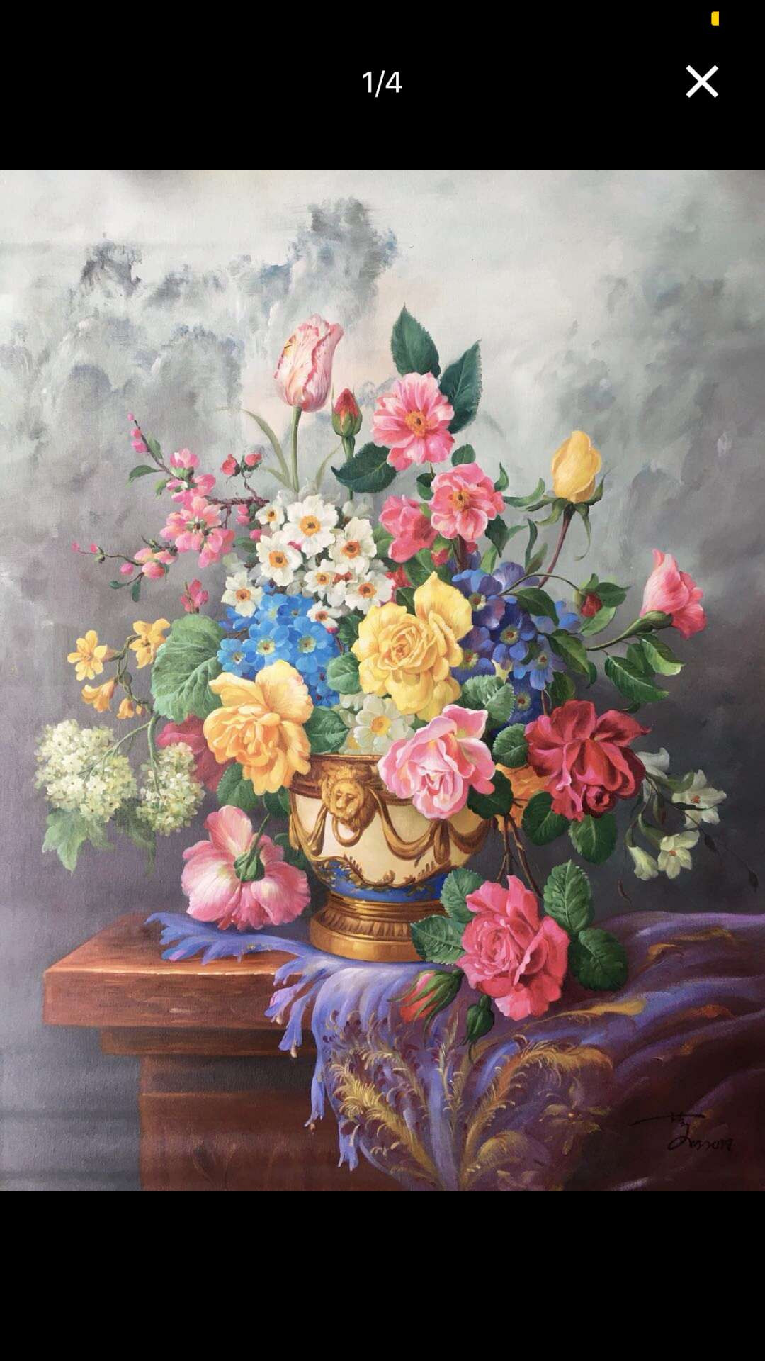 【鲸贝乐淘】千字文·第“贻厥嘉猷，勉其祗植”号拍卖·两拍包邮 【油画名家陈一茗真迹】：五彩缤纷， 规格90*120cm，由于油画作品特殊性作品可能出现褶皱、裂口、破边等现象，不属于作品质量问题，不影响装裱美观