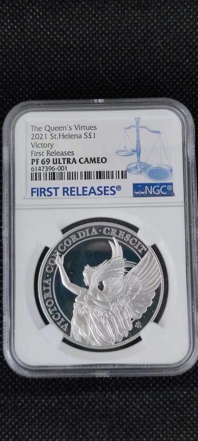 【随心拍&Getcoins】钱币拍卖第九十期～ 圣赫勒2021年美德胜利女生神1盎司精制纪念银币