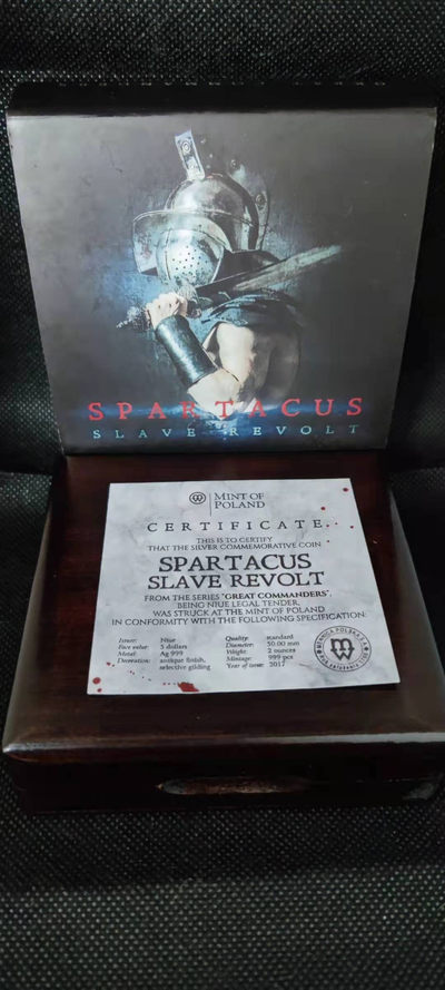 【随心拍&Getcoins】钱币拍卖第九十期～ 纽埃2017年指挥官斯巴达克斯2盎司银币  