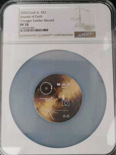 【随心拍&Getcoins】钱币拍卖第九十期～ 库克2020年旅行者的黄金唱片-地球的声音镀金币