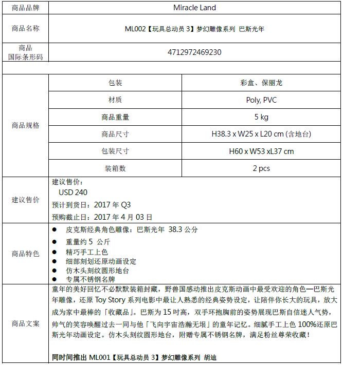零元拍：野兽国38厘米Beast Kingdom 玩具总动员 巴斯光年  特别青铜涂装限定版