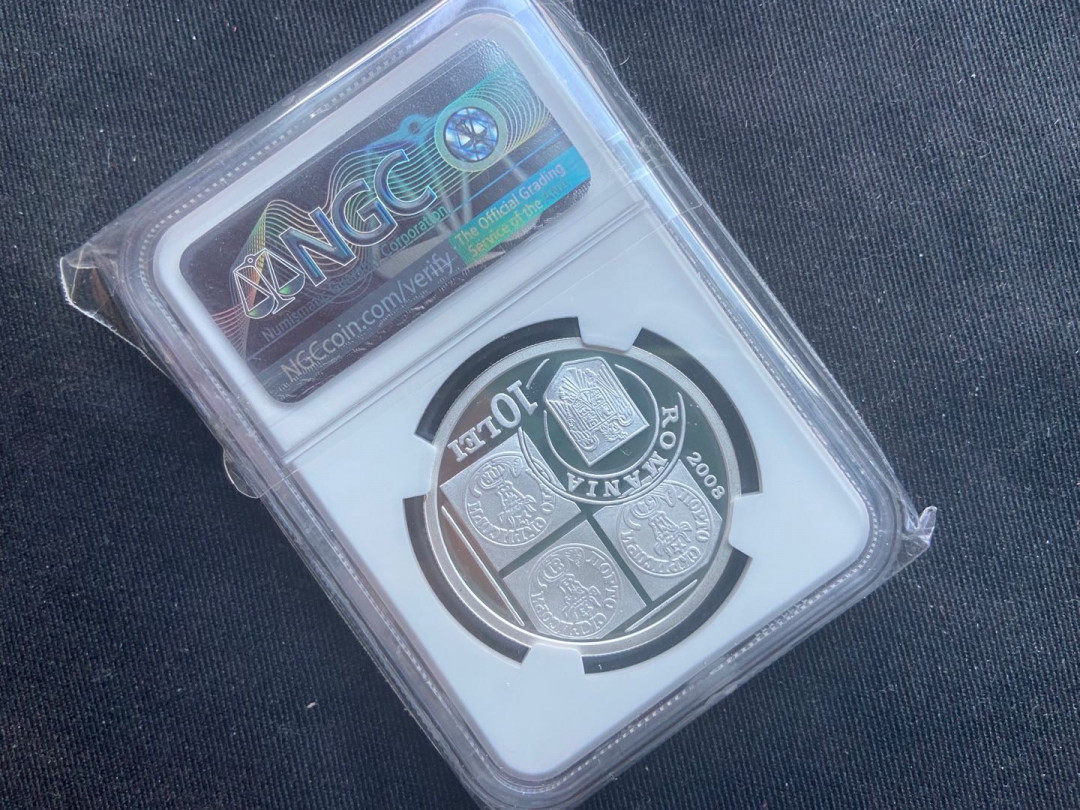 【币观天下】第149场钱币拍卖 【罗马尼亚】2008牛头邮票银币【带证书】