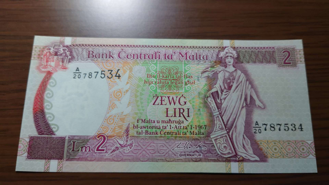 今晚八点整~【囧羊收藏】精选微拍第27期暨2021年第十八期 港澳及外币精选 1967（1989）版马耳他2里拉  A20冠 全新绝品