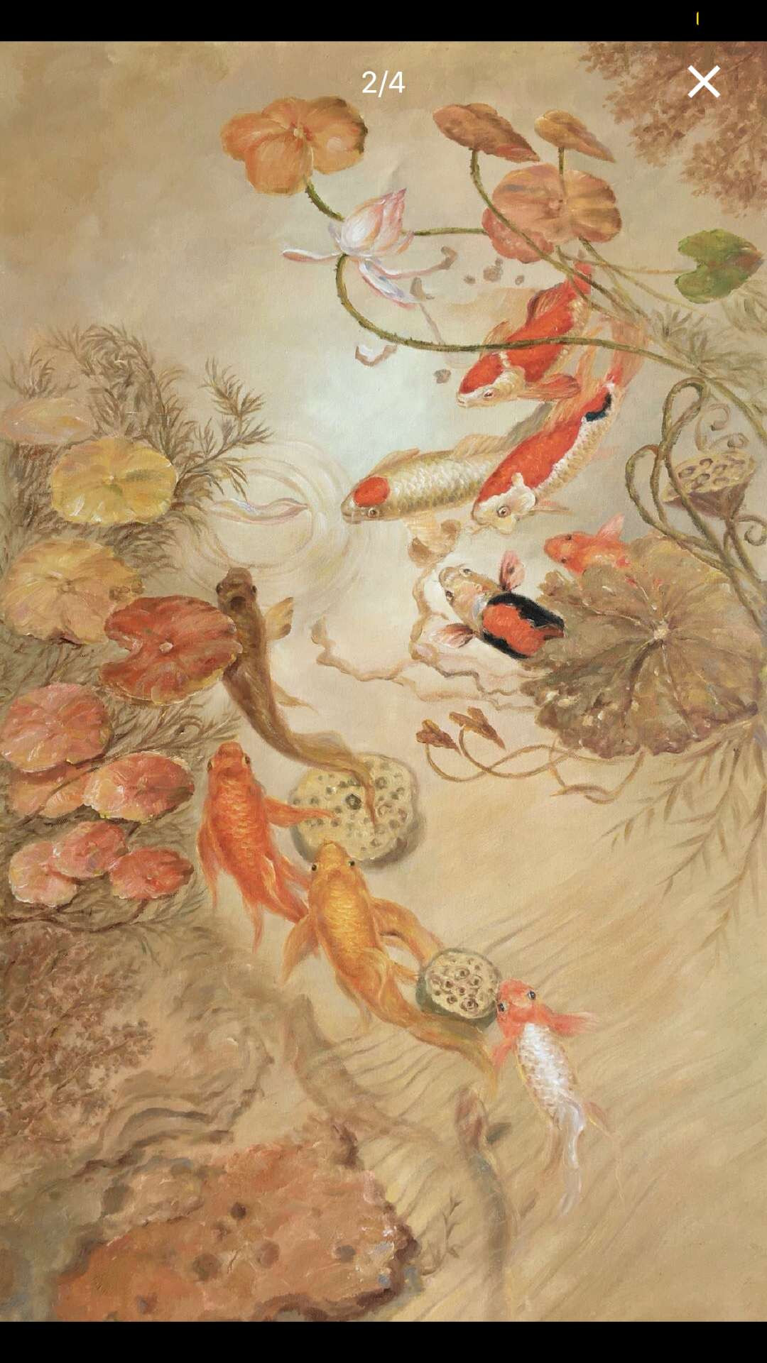 【鲸贝乐淘】千字文·第“省躬讥诫，宠增抗极”号拍卖·两拍包邮 油画名家陈一茗作品真迹，九鱼图（唯美花鸟类）精选，75*100