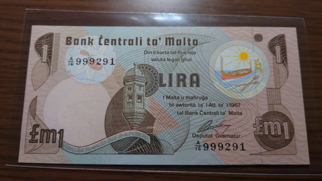 今晚八点整~【囧羊收藏】精选微拍第27期暨2021年第十八期 港澳及外币精选 1967年马耳他1元 全新绝品无47