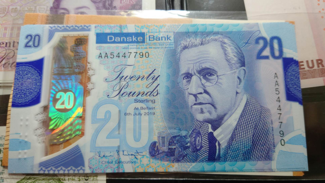 今晚八点整~【囧羊收藏】精选微拍第27期暨2021年第十八期 港澳及外币精选 2019年北爱尔兰20镑塑料钞 丹斯克银行 首发AA冠全新绝品