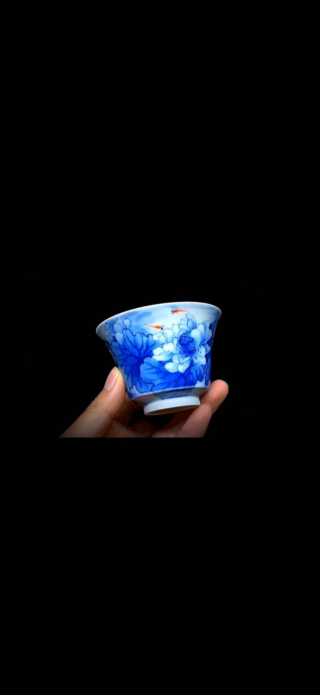 端午节活动福利价高端建盏茶器 中级工艺师（江月收藏）顶级手绘加彩青花（锦鲤戏荷塘）