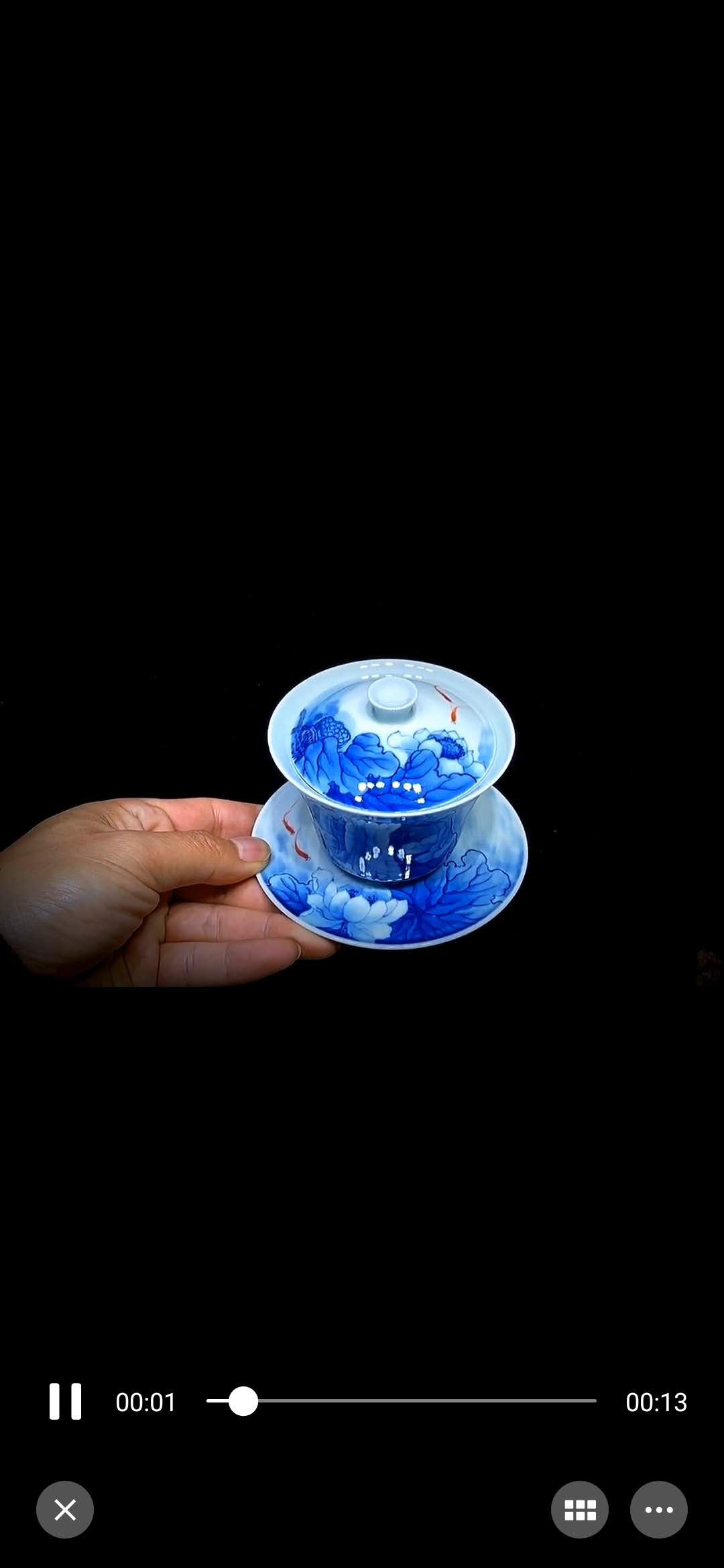 端午节活动福利价高端建盏茶器 中级工艺师（江月收藏）顶级手绘加彩青花（锦鲤戏荷塘）