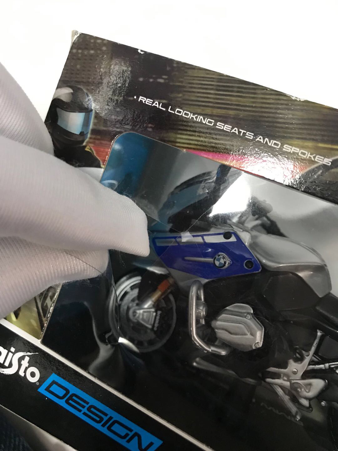 零元拍：MAISTO 1/18 BMW R1200警用摩托车模型（蓝色）
