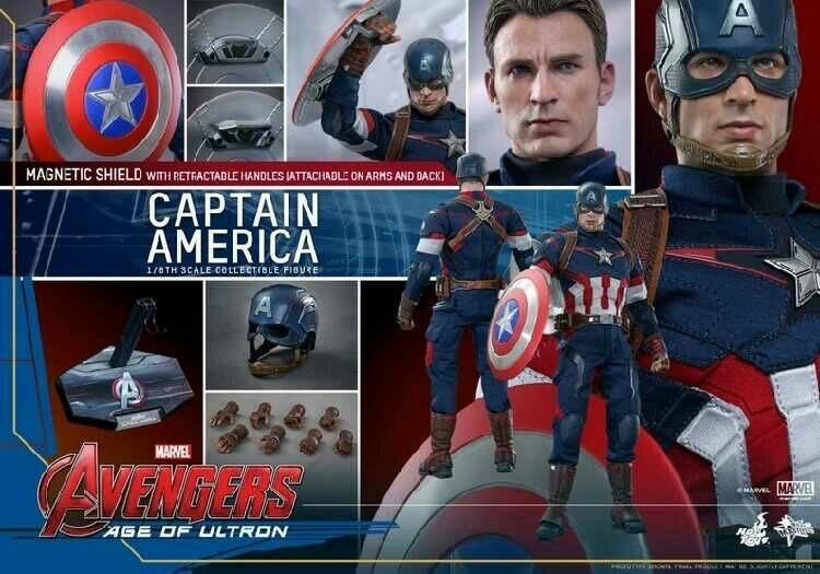 零元拍：Hottoys1/6MMS281复仇者联盟2奥创纪元 美国队长双头配置  全新未拆。