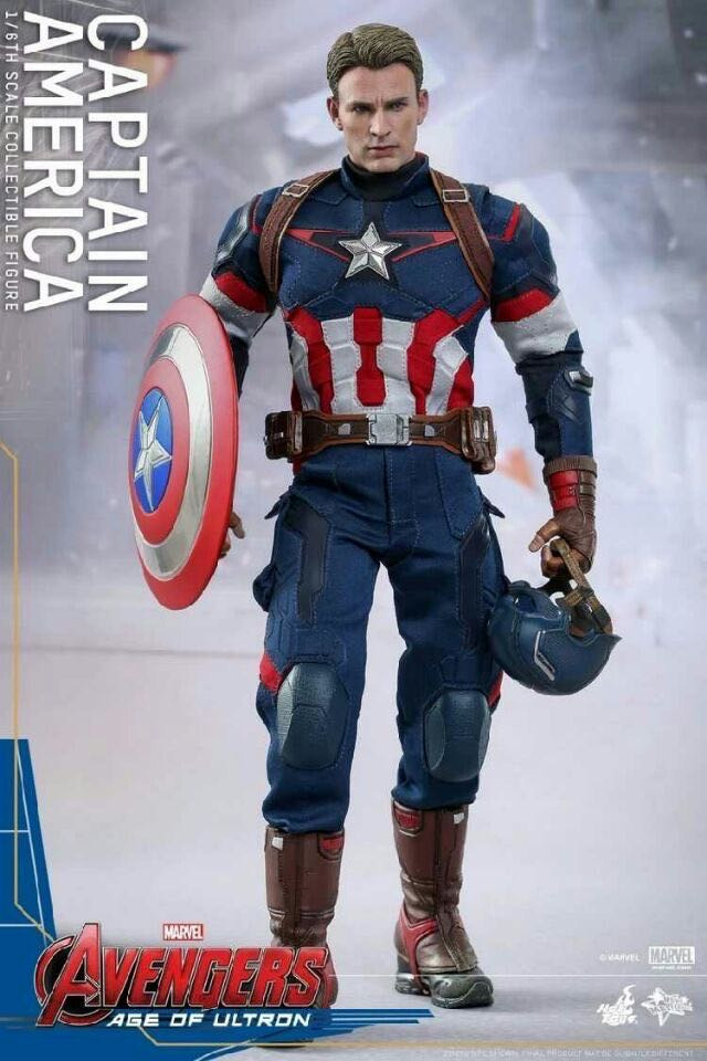 零元拍：Hottoys1/6MMS281复仇者联盟2奥创纪元 美国队长双头配置  全新未拆。
