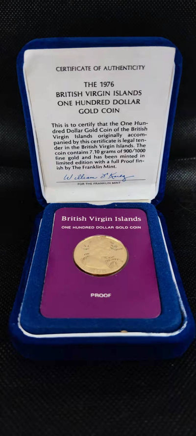 【随心拍&Getcoins】金币专场 拍卖第九十二期   英属维尔京1976年100元金币纪念女王50岁生日