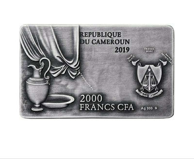 2盎司 喀麦隆2019年 达芬奇“最后的晚餐” 超高浮雕仿古彩色异形银币 2盎司 喀麦隆2019年 达芬奇“最后的晚餐” 超高浮雕仿古彩色异形银币