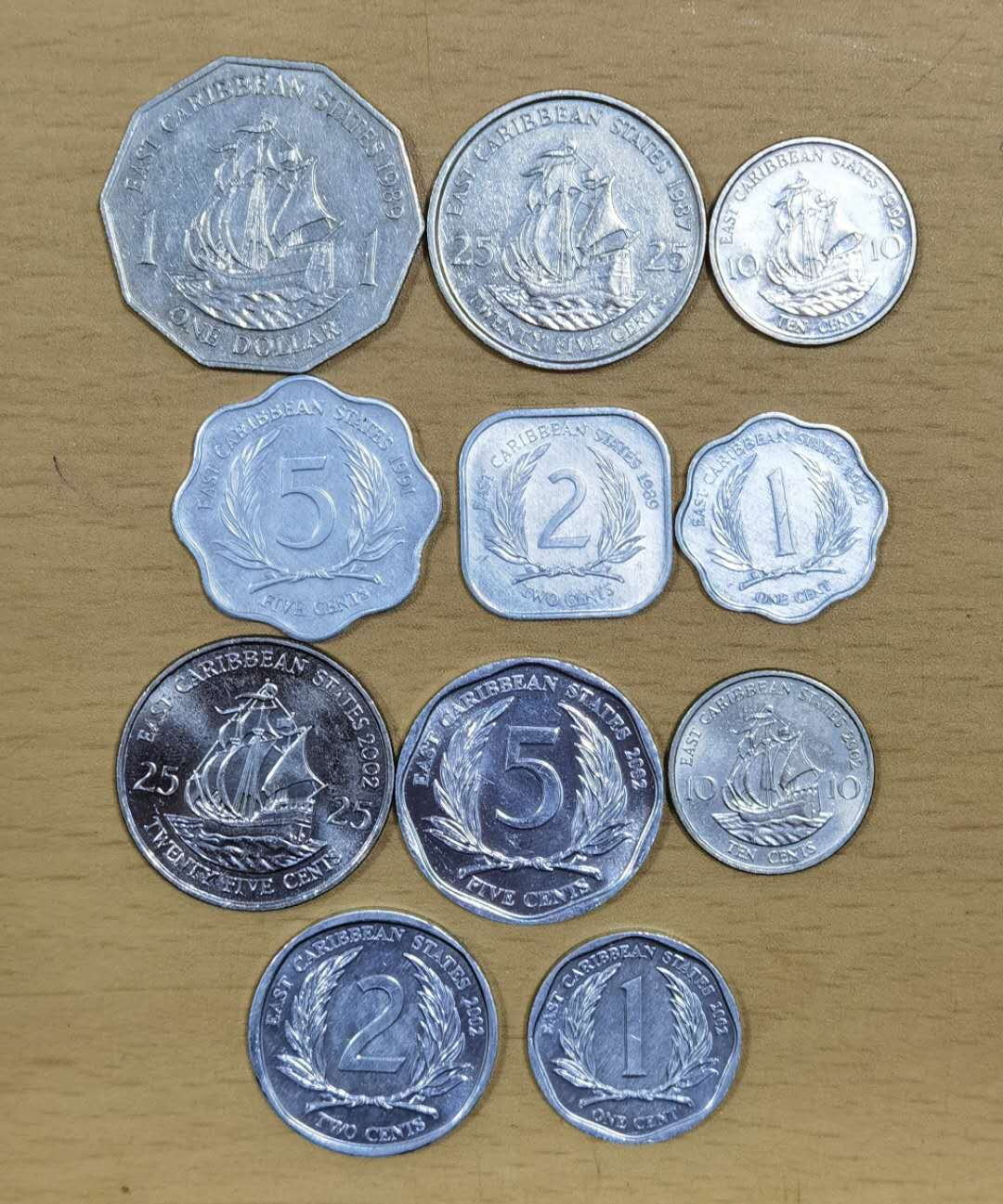 马甸外币专卖微拍第五十三期，外国非贵金属纪念币流通币专场，陆续上新欢迎关注 东加勒比新老版2套