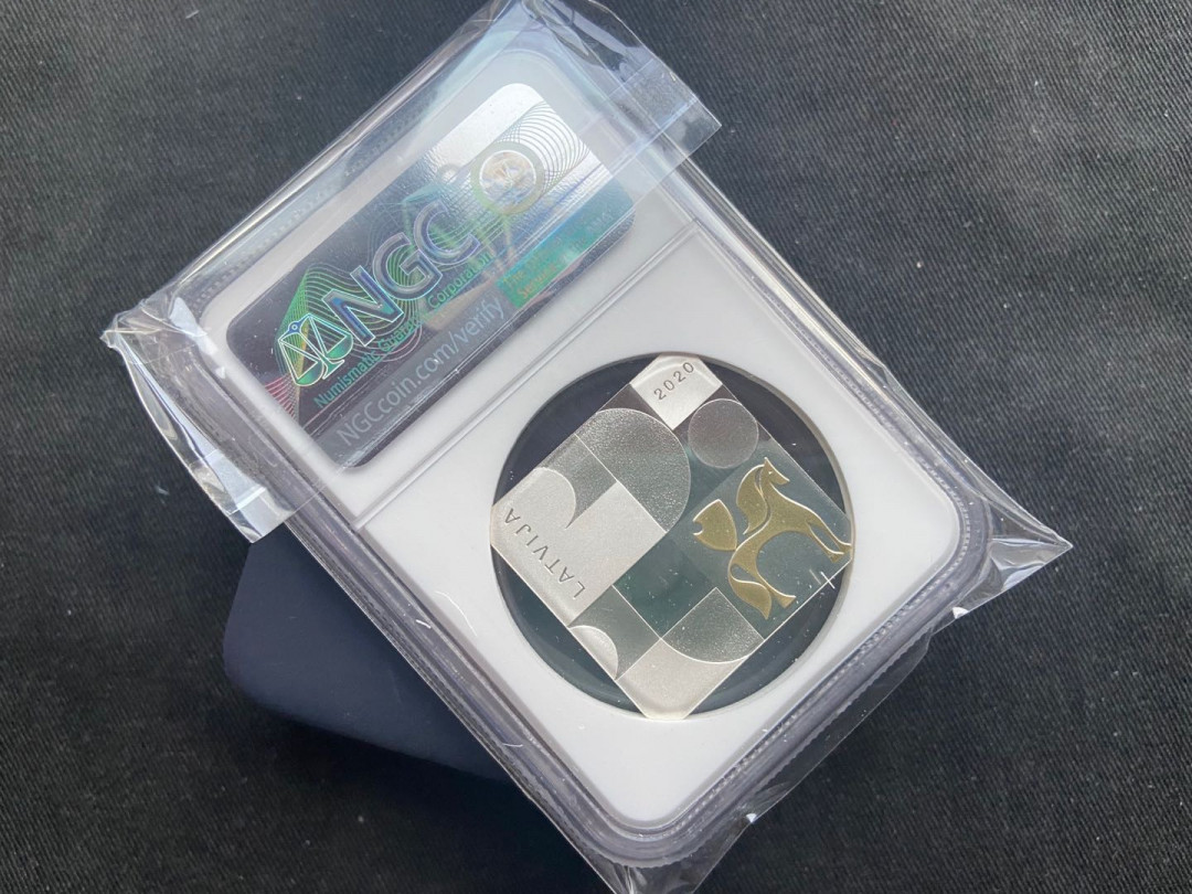 【随心拍&Getcoins】钱币拍卖九十一期～ 【拉脱维亚】2020年现代艺术银币【ngc69】