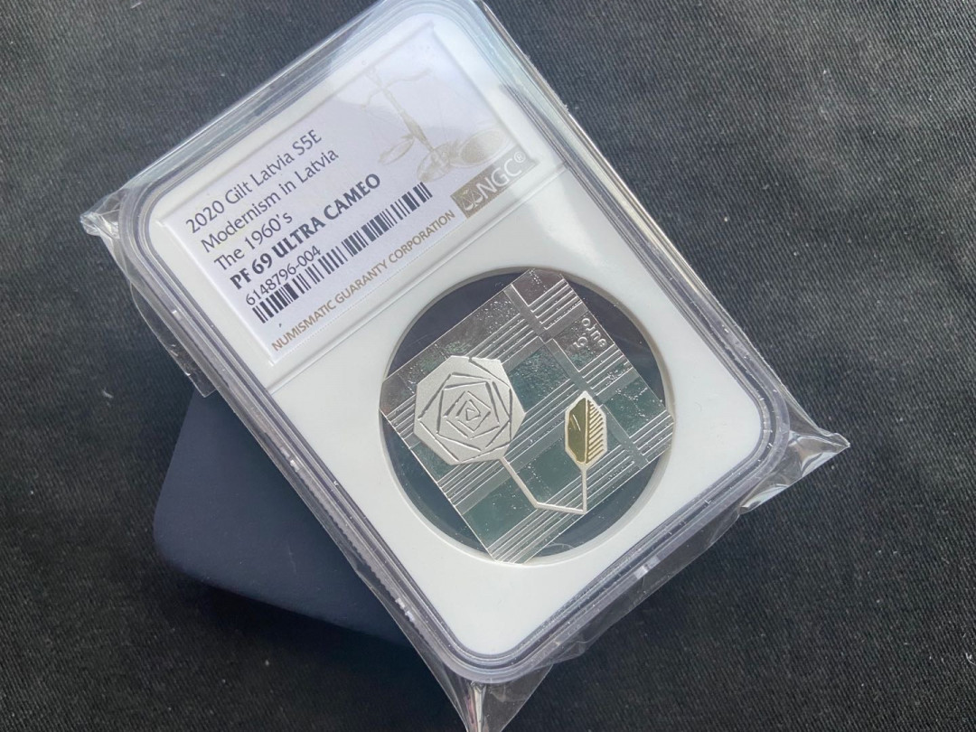 【随心拍&Getcoins】钱币拍卖九十一期～ 【拉脱维亚】2020年现代艺术银币【ngc69】