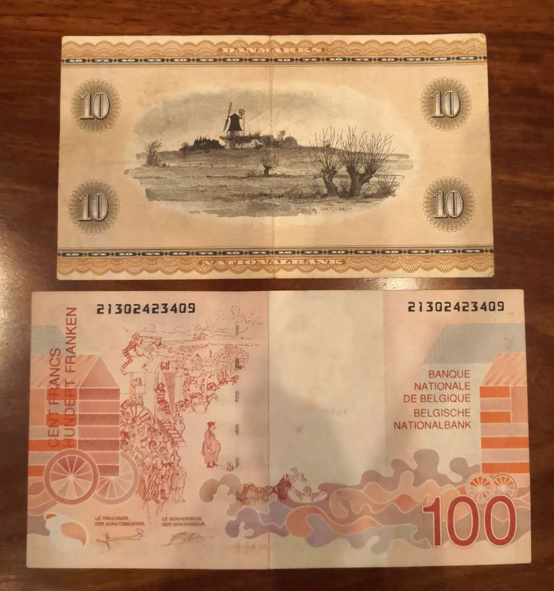 AZ纸币收藏第一次拍卖——格拉斯哥大学 丹麦10克朗 安徒生 vf & 比利时 100法郎 xf