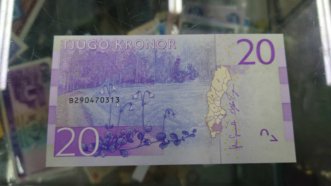 6.18专场全场免佣金【囧羊收藏】第30期暨2021年第二十一期微拍 裸钞精选超低价起拍  2016年瑞典20克朗 全新绝品 尾号313