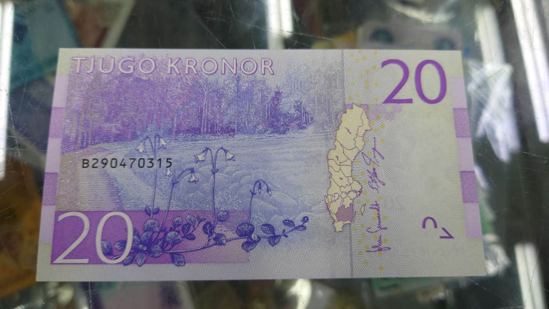 6.18专场全场免佣金【囧羊收藏】第30期暨2021年第二十一期微拍 裸钞精选超低价起拍  2016年瑞典20克朗 全新绝品 尾号315（一张）