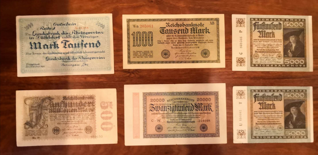 AZ纸币收藏第一次拍卖——格拉斯哥大学 德国马克 六张 流通好品