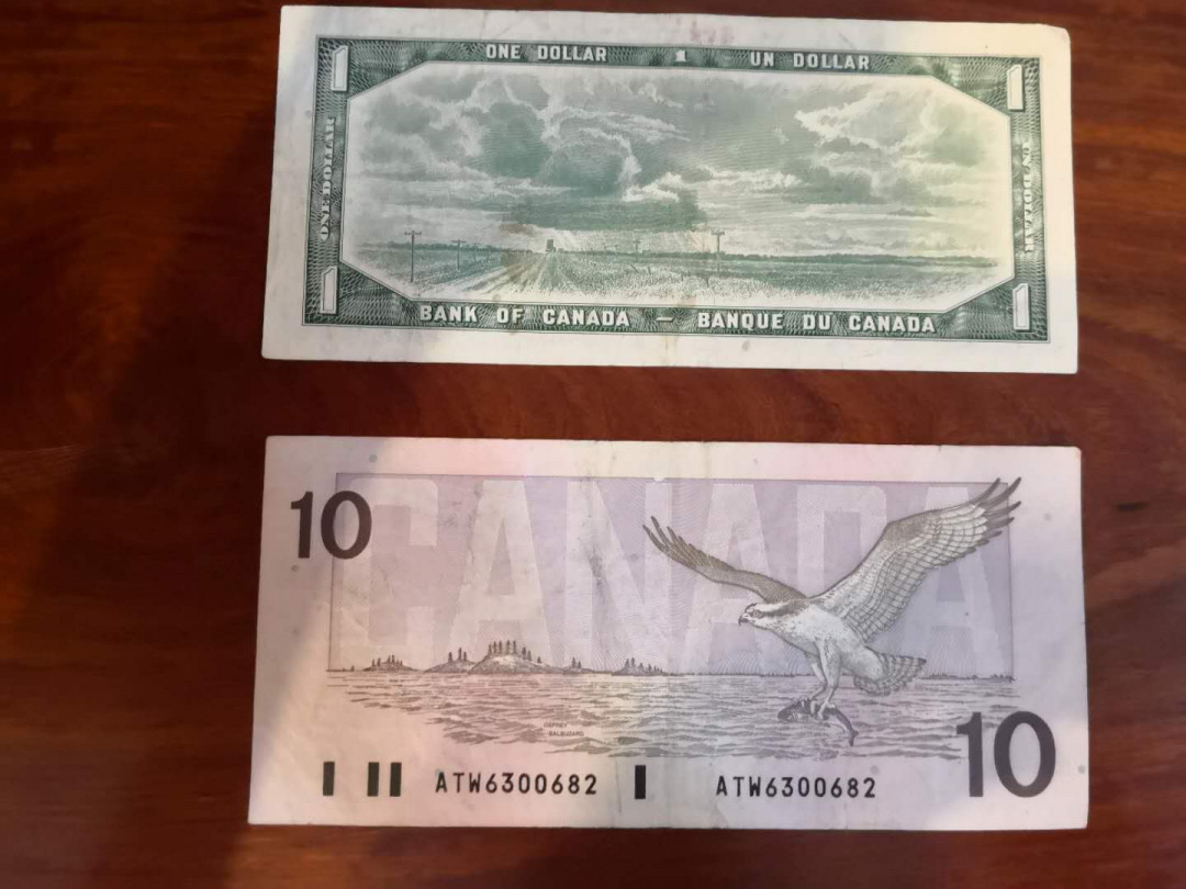 AZ纸币收藏第一次拍卖——格拉斯哥大学 加拿大 1954版 1元 &加拿大 1989年 10元 vf-xf