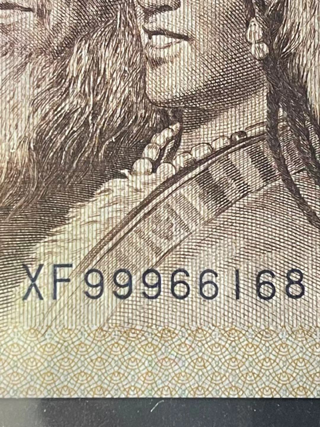 【华誉王者】1688期拍卖 PMG68超高分805红光蓝鹤豹头999➕稀缺尾168倒置号中文标 XF 999 66 168