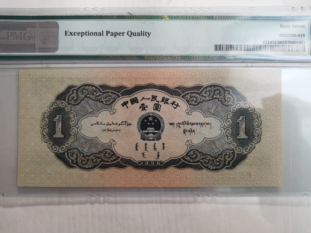 【王者微拍】1700期精品拍卖 黑一元 倒置靓号 夹豹子尾1119 尺寸150x67 灯下无斑 PMG67E 831-9601119