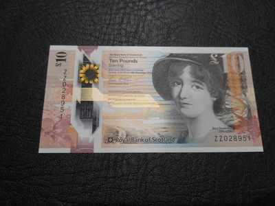《外钞收藏家》第一百一十四期拍卖（共83拍） - 2016年苏格兰最新版塑料钞10镑 全新UNC zz冠 无47