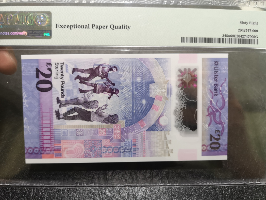 《外钞收藏家》第一百一十四期拍卖（共83拍） 2019北爱尔兰20镑 AA首发冠 PMG68