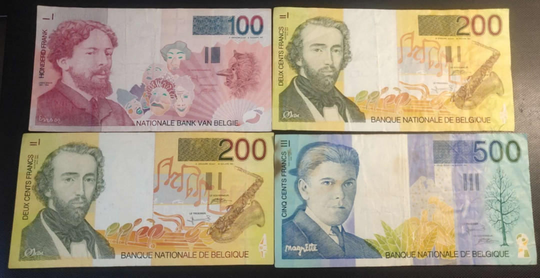 N&C第十一期: 欢乐捡漏场 末版比利时法郎四张 流通八品如图